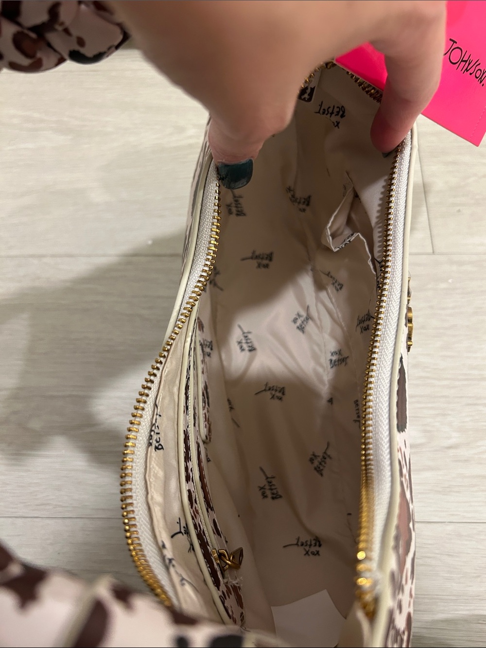 Betsey Johnson (NWT) Brown Cow Print Crescent Shoulder Bag - Picture 11 of 13